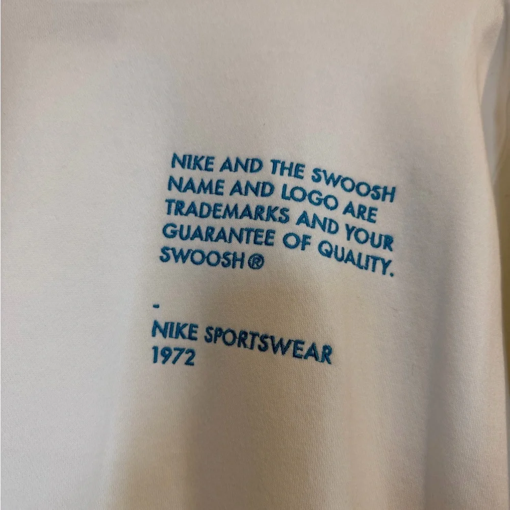 Nike White Crewneck Sweater with Blue and Yellow Accents UNISEX - Picture 3 of 6